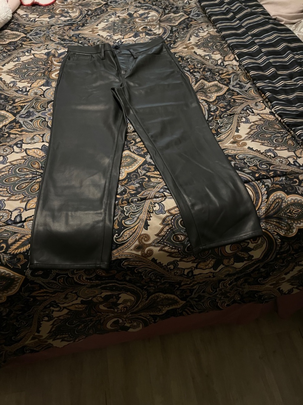 J. Crew Black Faux Leather Straight-Leg Pants